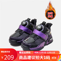 Kappa Kids旋转钮加绒潮酷跑步鞋透气舒适儿童运动鞋 黑紫 29码