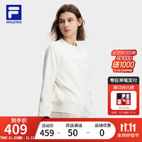 FILA 斐乐女子针织长袖上衣2023冬基础运动套头卫衣 香草白-IV 170/88A/L