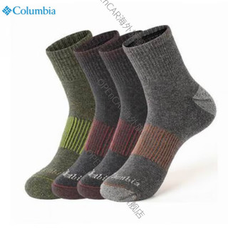 Columbia哥伦比亚季运动袜户外男毛巾底4双装中筒袜 RCS897 AS2-灰色+绿色 L