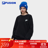 斐乐（FILA） FUSION潮牌款针织套头衫时尚加绒卫衣 正黑色-BK【加绒款】 175/96A/L