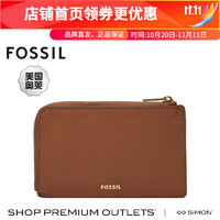 FOSSIL 化石（Fossil） 女士Jori皮革拉链卡片包 棕色 Small/Medium