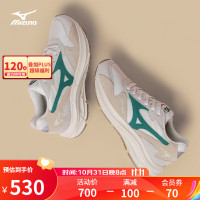 美津浓（MIZUNO）男女鞋子舒适透气时尚厚底复古休闲鞋 PI RETRO 04/笋色/羊毛白/翡绿 44.5