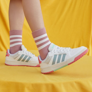 adidas阿迪达斯ENTRAP女子休闲运动板鞋少年感复古篮球鞋 白/雾霾灰蓝/粉 37(230mm)