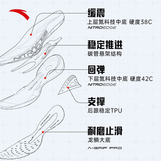 ANTA安踏冠军跑鞋2代pro丨氮科技运动鞋男竞速训练缓震跑步鞋女112345582 黑-4 5.5(女36)
