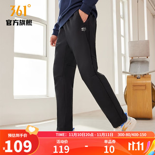 361° 361度运动裤男冬保暖加绒防水运动长裤男子常规舒适裤子 超级黑 XL