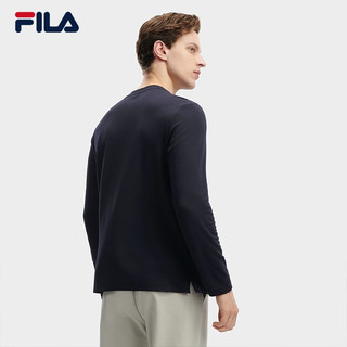 FILA 斐乐男子针织长袖衫基础简约休闲圆领上衣 传奇蓝-NV 170/92A/M