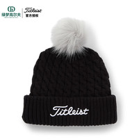 Titleist高尔夫配件男士冬户外挡风时尚运动百搭golf织式保暖绒球帽 黑/白TH23WCKNPN2-01