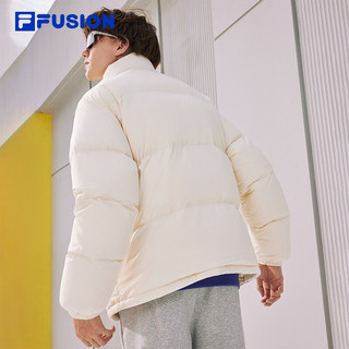 FILA FUSION斐乐潮牌款羽绒服时尚宽松立领男女装上衣 麦乳色-BG 190/108A/XXXL