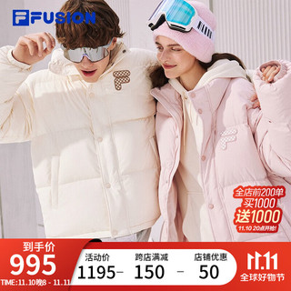 FILA FUSION斐乐潮牌款羽绒服时尚宽松立领男女装上衣 赤粉色-PK 170/92A/M