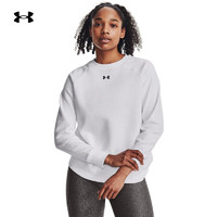 安德玛（UNDERARMOUR）秋冬Rival女子抓绒圆领训练运动卫衣1379508 白色100 M