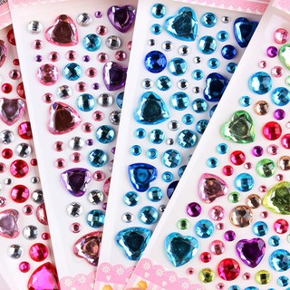 艾福儿儿童钻石水晶贴纸幼儿创意卡通水晶贴画手工相册爱心花朵宝石 大号宝石钻石贴纸10张不重复