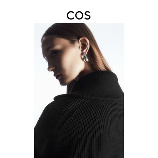 COS女装 宽松版型翻领羊毛混纺长款针织衫1099812014