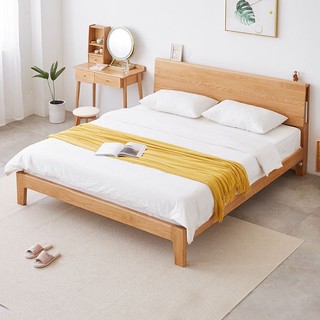 原始原素 全实木床现代简约1.8米1.5米橡木小户型双人床主卧F8012