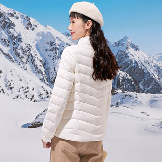 真维斯冬季女装时尚修身款鸭绒保暖舒适羽绒服外套YD 米白8110 170/96A/XL