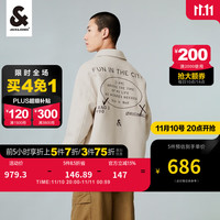 杰克·琼斯（JACK&JONES）2023冬潮流休闲廓形翻领毛呢字母刺绣夹克外套毛呢大衣223427007 月光灰A00 185/104A/XL