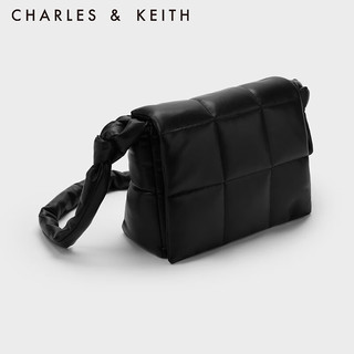 CHARLES&KEITH23冬季大容量斜挎邮差包枕头包女CK2-80782290 Jet Black黑色 L