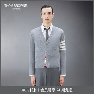 THOM BROWNE男士经典四条纹V领开衫 浅灰色 5