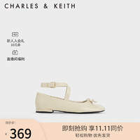 CHARLES&KEITH23冬季CK1-70900496蝴蝶结系腕绑带芭蕾舞鞋女 粉白色Chalk 36