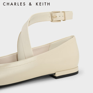 CHARLES&KEITH23冬季CK1-70900496蝴蝶结系腕绑带芭蕾舞鞋女 粉白色Chalk 36