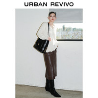 UR冬女装时尚休闲气质百搭直筒显瘦高腰半裙UWU530041 咖棕 XL