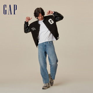 Gap【欧阳娜娜同款】男女装秋季2023LOGO夹克798817时尚外套 黑色 175/88A(XS)