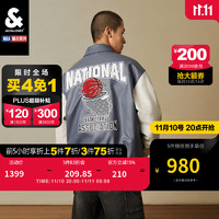 杰克·琼斯（JACK&JONES）23冬季新NBA联名LOGOMAN翻领潮流运动休闲棉服夹克外套223409024 E39暗灰色 175/96A/M