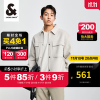 杰克·琼斯（JACK&JONES）23年冬季男士时尚宽松字母刺绣舒适毛呢上衣外套223427010 C14灰白色 170/92A/S