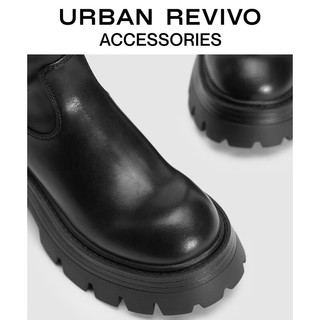 URBAN REVIVO冬女时尚休闲经典弹力厚底长靴UAWS30041 黑色 38