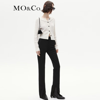 MO&Co.2023冬精纺高腰开叉直筒及地黑色长裤休闲裤MBC4PAT006 黑色 XS/155
