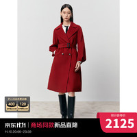 太平鸟【商场同款】太平鸟女装全羊毛双面呢大衣A1AAD4275 红色 L