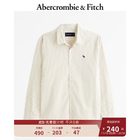 Abercrombie & Fitch 男装 美式商务休闲通勤百搭潮流复古府绸长袖条纹衬衫 333993-1 棕黄色条纹 S (175/92A)