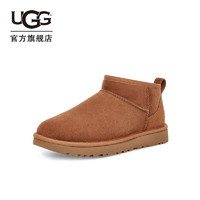 UGG 女士经典休闲舒适平底纯色圆头短筒靴雪地靴 1116109 CHE | 栗色 37