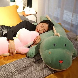 张晟凯玩具恐龙毛绒玩具长条睡觉夹腿抱枕男生款床上大号玩偶睡觉抱公仔娃娃 绿色 80厘米