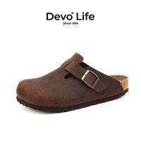 Devo 的沃 软木包头鞋半包拖 外穿时尚女百搭同款ins美拉德