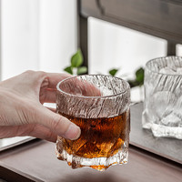 88VIP：竹木本记 冰川纹玻璃杯家用喝水杯子创意轻奢高级感威士忌洋酒杯