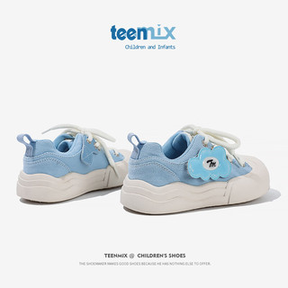 天美意（TEENMIX）天美意儿童运动鞋秋季小孩时尚透气帆布鞋女童休闲鞋子 蓝色 27码