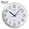 天王星（Telesonic）挂钟客厅创意钟表自动对时钟万年历显示免打孔时钟薄边挂表 白面金直径35CM