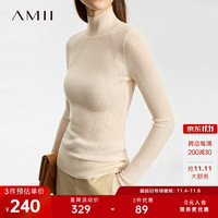 AMII2023冬极简百搭修身高领长袖全羊毛羊毛衫毛衣女 米色 160/84A/M