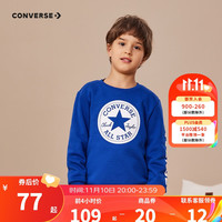 Converse 匡威童装男童春秋毛圈卫衣儿童圆领套头上衣打底衫 冲浪蓝(保暖加绒) 130/64(7)