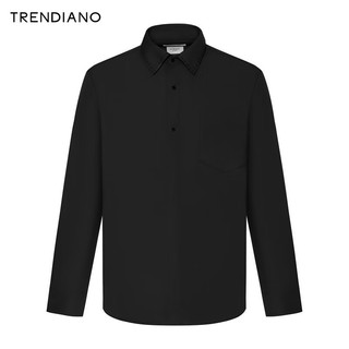 TRENDIANO铆钉翻领百搭长袖合体衬衫外套男 黑色090 M