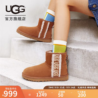 UGG女士舒适休闲纯色平底圆头溢毛LOGO雪地靴1153473