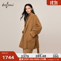 伊芙丽气质收腰骆驼绒老钱风双面呢大衣女2023冬装短款外套女 驼色 155/80A/S