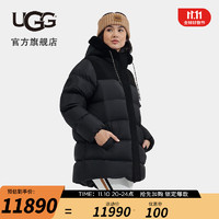 UGG女士舒适保暖纯色连帽拉链羽绒服外套 1150870 BLK | 黑色 M