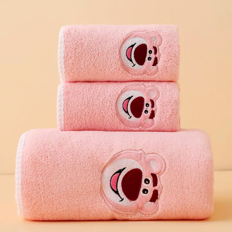 Disney 迪士尼 浴巾三件套 草莓熊（浴巾*1+毛巾*2）