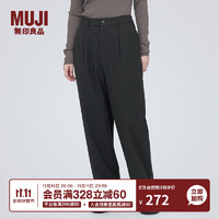 MUJI 無印良品 无印良品（MUJI）女式 弹力起毛 抽褶裤 休闲西裤长裤子春秋款 BE1P0C3A 深棕色 S(155/62A)