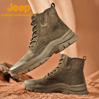 Jeep 吉普 登山鞋女户外运动徒步鞋女士高帮工装休闲鞋防滑耐磨越野登山靴
