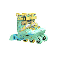 XTEP 特步 轮滑鞋儿童溜冰鞋男女童初学者可调滑轮鞋滑冰旱冰鞋成人直排轮 青松绿一双(无闪光款) S
