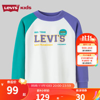 Levi's 李维斯童装男女童长袖T恤冬儿童保暖加绒撞色打底衫 糖果白 110/56