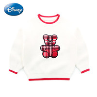 迪士尼（Disney）小熊格子裙套装毛衣纯棉芝麻底贴布绣小熊格子（上衣单拍） 白色 100cm