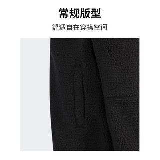 adidas 阿迪达斯 轻运动男大童儿童冬季加绒加厚连帽夹克外套 黑色/白 128CM